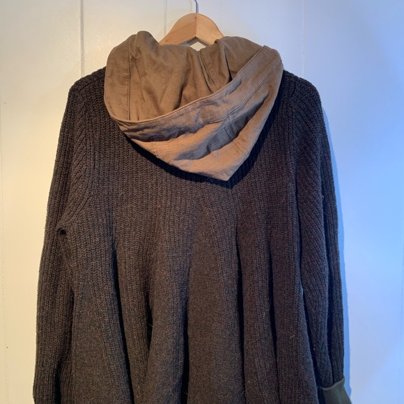 Green anthropologie cardigan sweater with detachable hood sz l - Picture 3 of 7